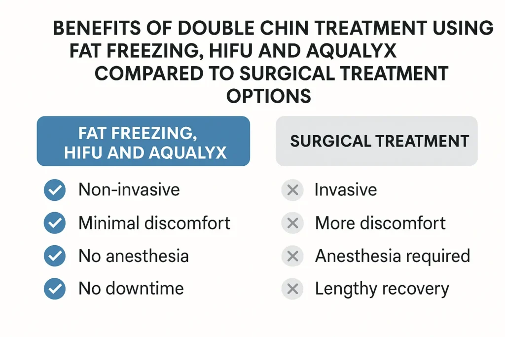 Graphic about the benefits of double chin treatment Tyne & Wear - from LA LIPO