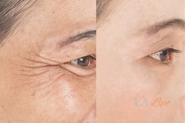 Before and after results of woman - HI-fu wrinkles reduction treatment Tyne & Wear