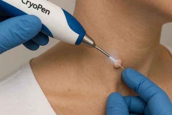 Person receiving Cryotherapy skin tag removal Tyne & Wear